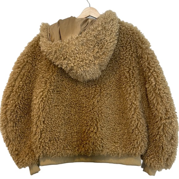 Urban Outfitters Casey Oversized Sherpa Fur Hooded Zip-Up Teddy Jacket size S - Picture 7 of 14